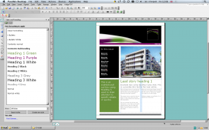 Publisher is like a cut down InDesign, with the ability to format complex layouts and print four colour films.