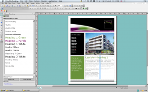 newsletter Publisher is like a cut down InDesign, with the ability to format complex layouts and print four colour films.