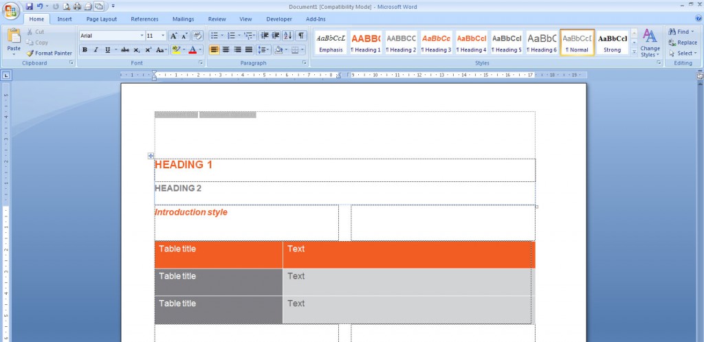 Tableformat