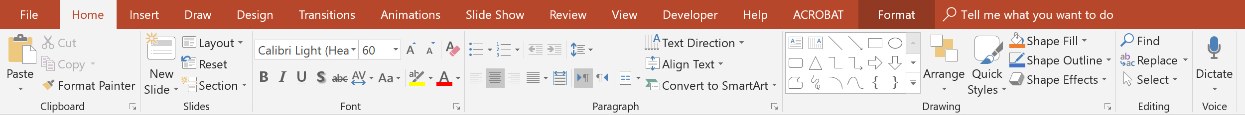 PowerPoint desktop Home tab graphic